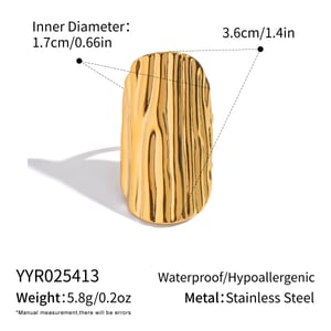 1 Stück Statement-Ring aus Edelstahl mit unregelmäßiger Form und Faden in Goldfarbe h5 