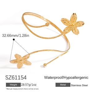 1 stuk luxe bloemenzon roestvrij staal goudkleurige dames manchet armbanden h5 Afbeelding2