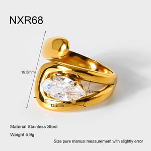 1 Piece Luxurious  Elegant Irregular Shape Stainless Steel   Zircon Statement Rings h5
