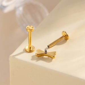 1 Piece Heart Butterfly Titanium Alloy Gold Color Zircon Women's Piercing Earrings h5 Picture6