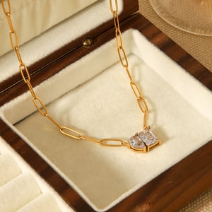 1 Piece Luxurious Irregular Shape Stainless Steel Zircon Women's Pendant Necklaces h5 Picture5