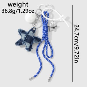 1 pieza de dije para bolso con forma de corazón de tela vaquera a cuadros h5 Imagen2
