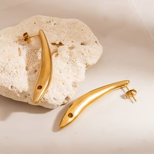 1 Pair Fish Shape Stainless Steel Gold Color Stud Earrings h5 Picture3