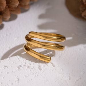 1 Piece Irregular Shape Stainless Steel Gold Color Minimalist Ring h5 Picture3