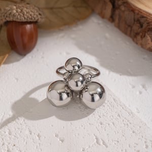 1 Piece Beads Stainless Steel Gold Color Statement Ring h5 Picture6