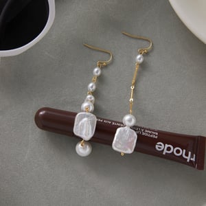 1 Pair Elegant Beads Stainless Steel Gold Color Women's Drop Earrings h5 Picture6