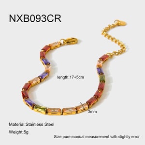 1 Piece Luxurious  Chain Rectangle Stainless Steel  Zircon Women's Chain Bracelets h5