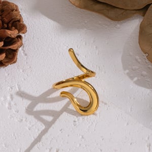1 Piece Irregular Line Shape Stainless Steel Gold Color Minimalist Ring h5 Picture3