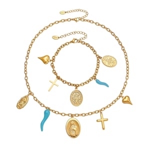 Luxurious Series Retro Madonna Stainless Steel Gold Color Women's Jewelry Sets h5 Picture7