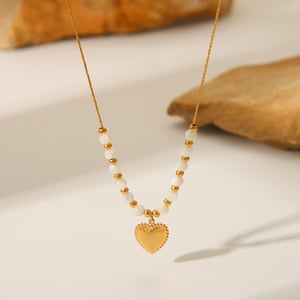 1 Piece Simple  Heart Stainless Steel   Gold Color  Women's Pendant Necklaces h5 Picture5