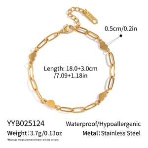 1 Piece Heart Stainless Steel Gold Color Chain Bracelet h5