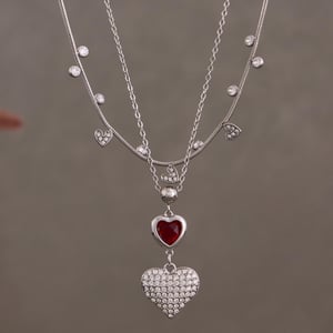 1 Piece Delicate Cute Heart Stainless Steel Gold Color Zircon Women's Pendant Necklaces h5 Picture5