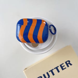 1 Piece Fashionable Color  Blocked Wave Stripes Women's Earphone Case h5