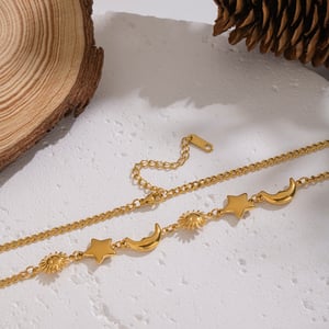 1 Piece Retro Sun Star Moon Stainless Steel Gold Color Pendant Necklace h5 Picture3