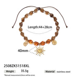 1 Piece Sun Stainless Steel Gold Color Acrylic Beaded Necklace h5