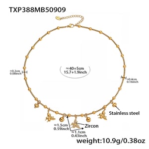 Elegant Butterfly Stainless Steel Gold Color Zircon Women's Jewelry Sets h5