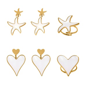 Elegant Shell Heart Stainless Steel Gold Color Women's Jewelry Sets h5 Picture7