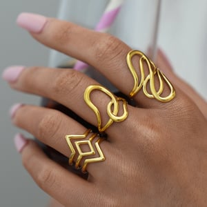 1 Piece Simple Irregular Shape Lines Stainless Steel Women's  Statement Rings h5 Picture5