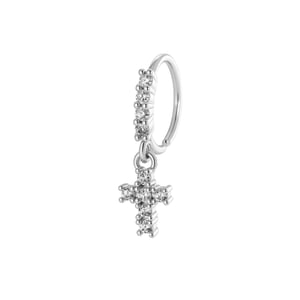 1 Piece Cross Copper Gold Color Zircon  Nose Stud h5