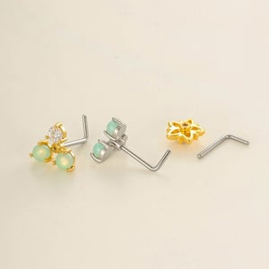 1 Piece Flower Copper Gold Color Zircon Nose Stud h5 Picture3
