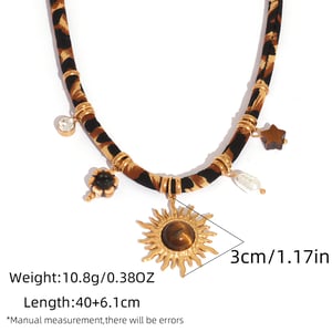 1 Piece Retro Sun Leopard Print Stainless Steel   Gold Color  Women's Pendant Necklaces h5 Picture2