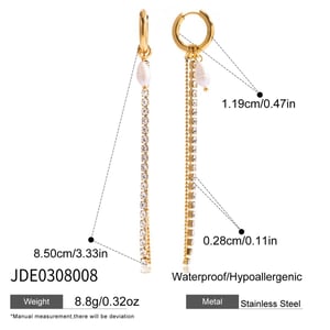 1 Pair Exquisite Tassel Stainless Steel Gold Color Pearl Women's Dangle Earrings h5 Picture2