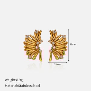 1 Pair Irregular Shape Stainless Steel Gold Color Stud Earrings h5