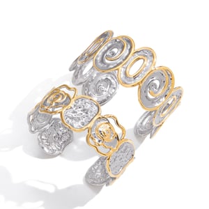 1 Piece Rose Mixed Gold&Silver Colors Stainless Steel Women's Cuff Bracelets h5 Picture5