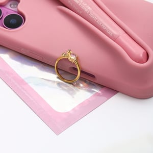 1 Piece Glamorous Pink Heart Stainless Steel Gold Color Zircon Women's Gemstone Rings h5 Picture5