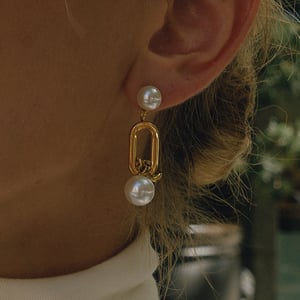 1 Pair Glamorous Circle Stainless Steel Gold Color Women's Drop Earrings h5 Picture6