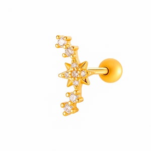 1 Piece Delicate Flower Copper Gold Color Zircon Women's Piercing Earrings h5 Picture7