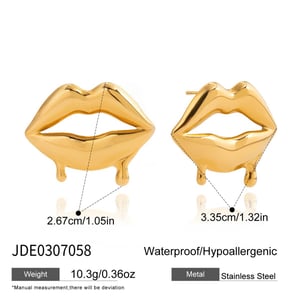 1 Paar klassische Ohrstecker in Lippenform aus Edelstahl in Goldfarbe für Damen h5 Bild2