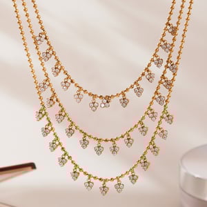 Romantic Heart Tassel Circle Stainless Steel Gold Color Zircon Women's Jewelry Sets h5 Picture3