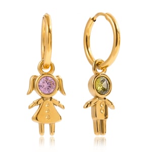 1 Pair Romantic Children Stainless Steel Gold Color Zircon Women's Drop Earrings h5