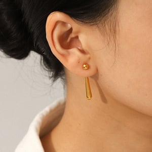 1 Pair Droplet Stainless Steel Gold Color Stud Earrings h5 Picture5
