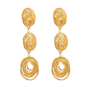1 Pair Circle Stainless Steel Gold Color Dangle Earrings h5 Picture5