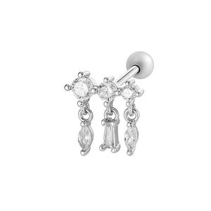 1 Piece Exquisite Heart Copper Gold Color Zircon Women's Piercing Earrings h5