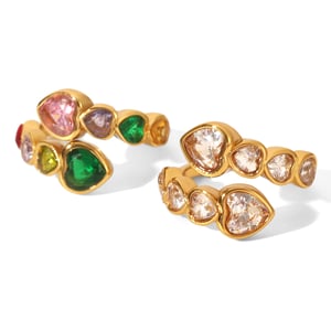 1 Piece Luxurious  Elegant Irregular Shape Stainless Steel   Gold Color  Zircon Women's Gemstone Rings h5 Picture6
