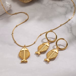 Fish Stainless Steel Necklace Set h5 Picture4