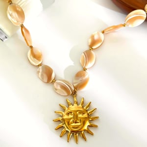 1 Piece Sun Gold Color Shells  Beaded Necklace h5 Picture5
