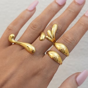 1 Piece Simple  Daily Irregular Shape Stainless Steel  Gold Color Women's Statement Rings h5 Picture6