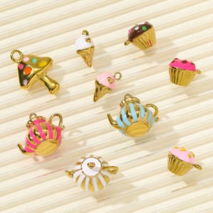 1 Piece Cute Dessert Stainless Steel Gold Color Women's Pendants h5 Picture5