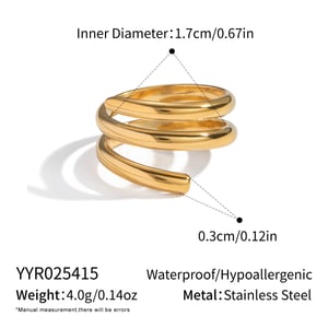 1 Piece Irregular Shape Stainless Steel Gold Color Minimalist Ring h5