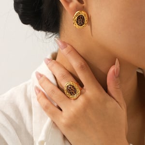 1 Pair Leopard Print Stainless Steel Gold Color Stud Earrings h5 Picture3