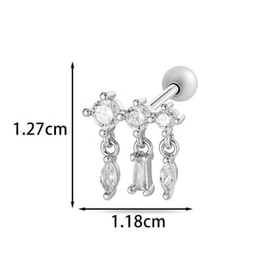 1 Piece Exquisite Heart Copper Gold Color Zircon Women's Piercing Earrings h5 Picture2