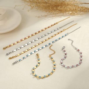 1 Piece Simple  Heart Rectangle Stainless Steel  Zircon Women's Chain Bracelets h5 Picture2