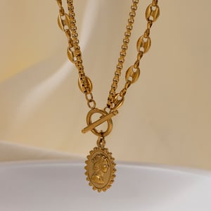 1 Piece Stainless Steel Gold Color Layered Necklace h5 Picture3