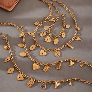 Geometric Figure Stainless Steel Gold Color Zircon Women's Jewelry Sets h5 Picture7
