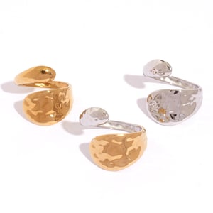 Bague simple et irrégulière en acier inoxydable couleur or pour femme h5 Image5
