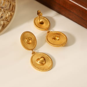 1 Pair Heart Stainless Steel Gold Color Drop Earrings h5 Picture5